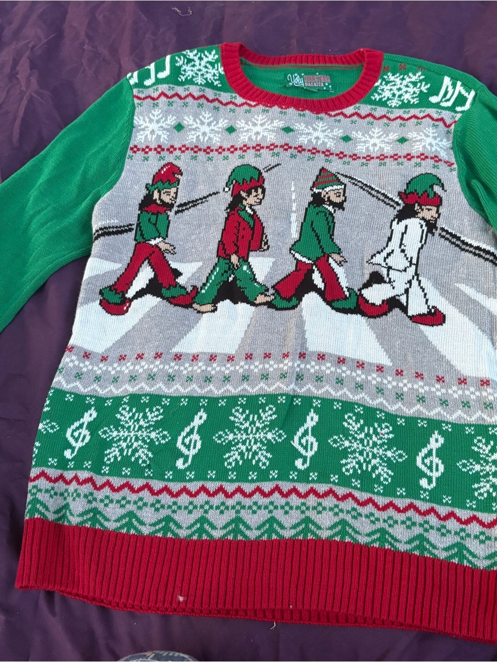 Holiday Elf Sweater - Green & Red